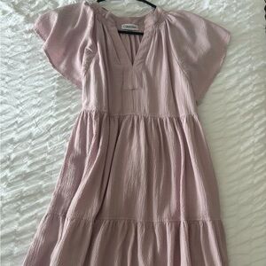 Calvin Klein Women Flutter Sleeve Crinkle Gauze Tiered Dress Size 2